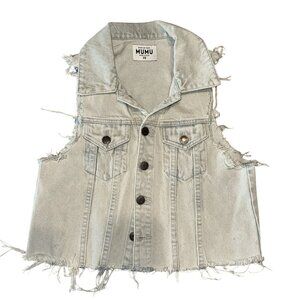 Show Me Your Mumu Valdosta Sky Mist Denim Cotton Vest Women's Size X-Small XS
